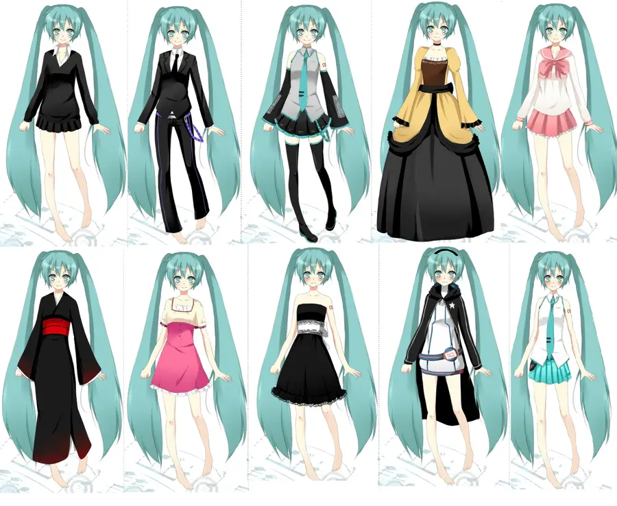 Perbandingan berbagai gaya anime Hatsune Miku