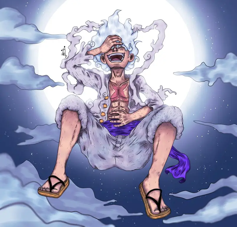 Gambar fanart Luffy Gear 5 yang keren dan menarik