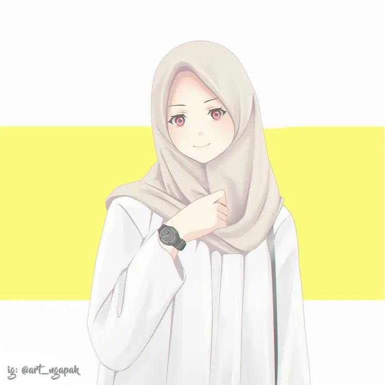 Gambar ilustrasi fashion anime hijab