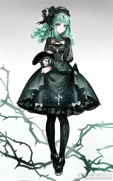 Ilustrasi mode Gothic Lolita Anime