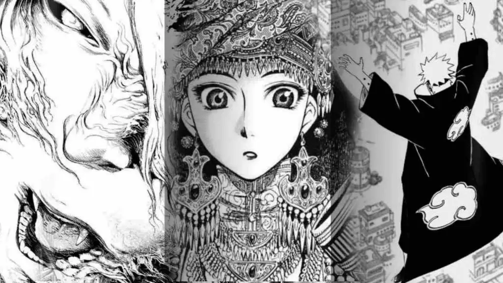 Berbagai gaya panel dalam Silent Manga Omnibus Gambar berbagai panel silent manga yang berbeda gaya
