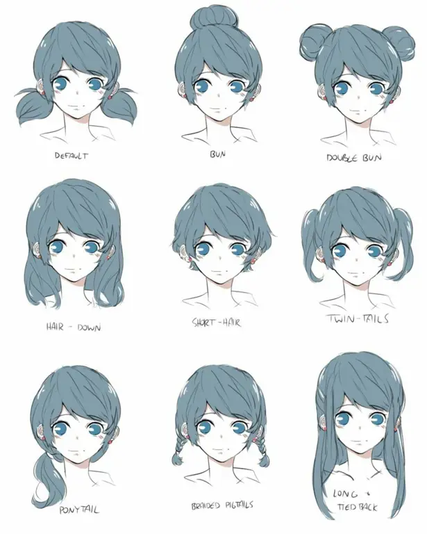 Contoh gambar rambut anime simple