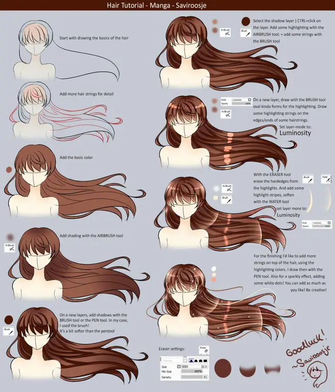 Tutorial menggambar rambut anime