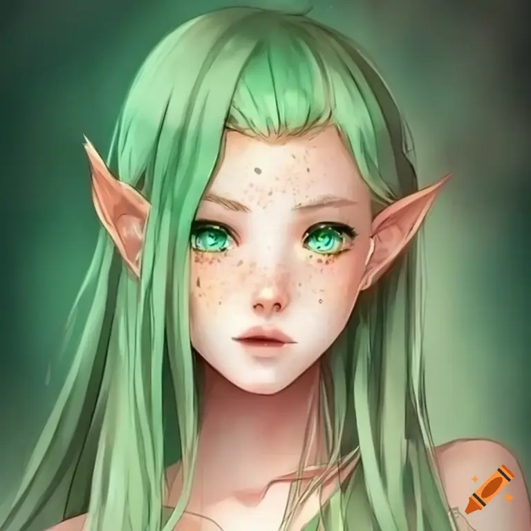 Ilustrasi rambut panjang elf anime