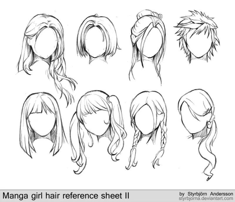 Gambar gadis anime dengan berbagai gaya rambut