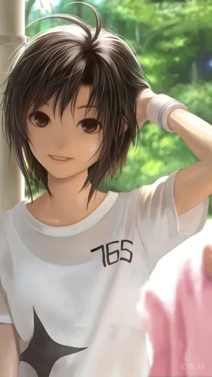 Ilustrasi anime perempuan dengan rambut pendek tomboy