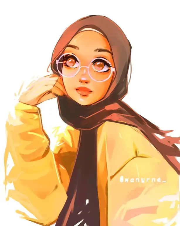 Perbandingan berbagai gaya seni dalam gambar anime wanita berhijab