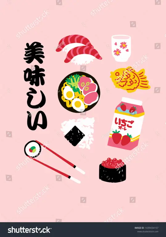 Ilustrasi makanan Jepang yang lezat