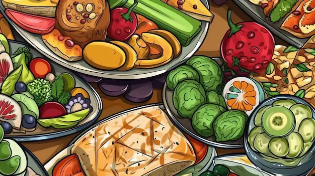 Ilustrasi makanan fantasi yang lezat dan menggugah selera