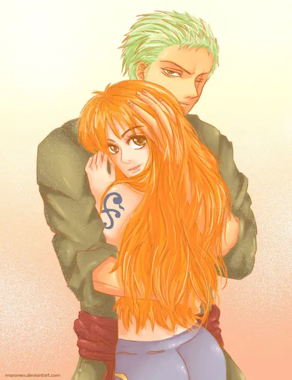 Gambar fanart Nami dan Zoro