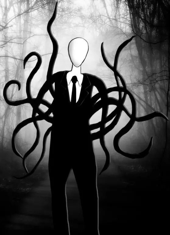 Ilustrasi Slenderman dalam gaya anime