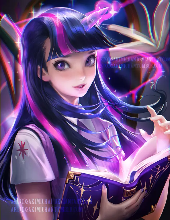 Gambar fan art Twilight Sparkle dengan gaya anime