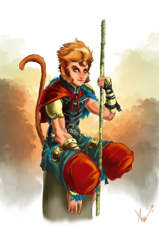 Ilustrasi Sun Wukong dalam anime