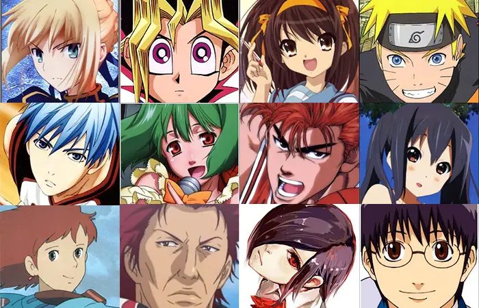 Berbagai karakter anime Daftar karakter anime