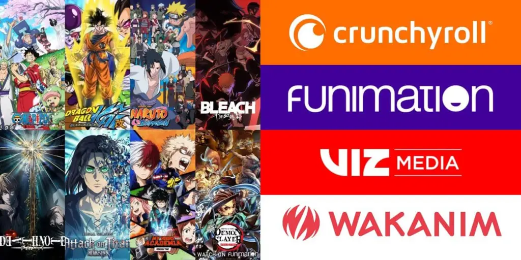 Berbagai pilihan layanan streaming anime legal dengan logo masing-masing Logo-logo layanan streaming anime legal