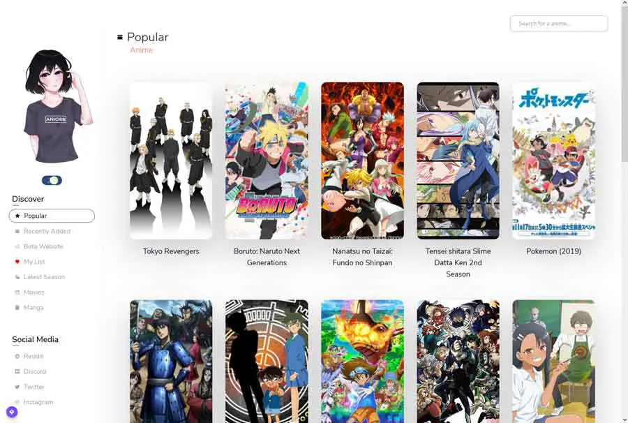 Gambar situs web streaming anime