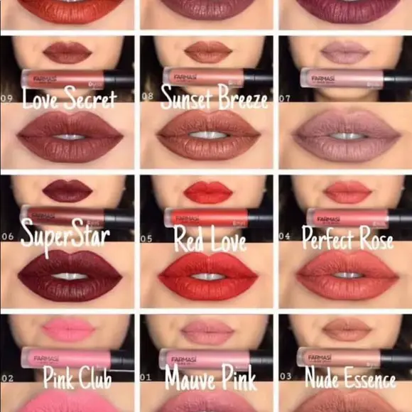 Swatches berbagai warna lipstik Kimikiss