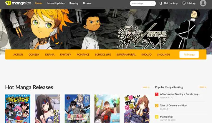 Contoh situs web peringkat manga