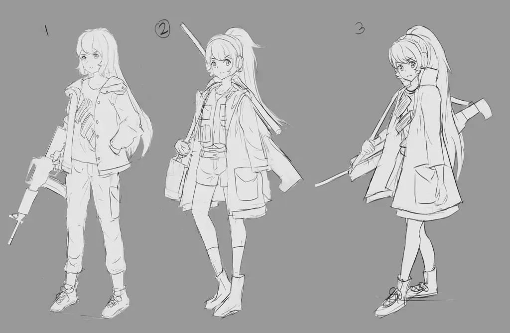 Sketsa desain karakter anime