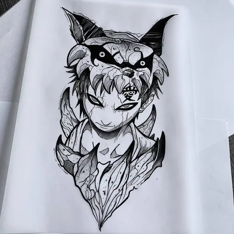 Sketsa gambar tato anime