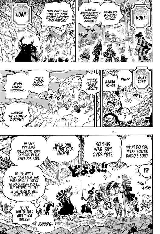 Gambar yang menampilkan berbagai teori penggemar One Piece Chapter 1051