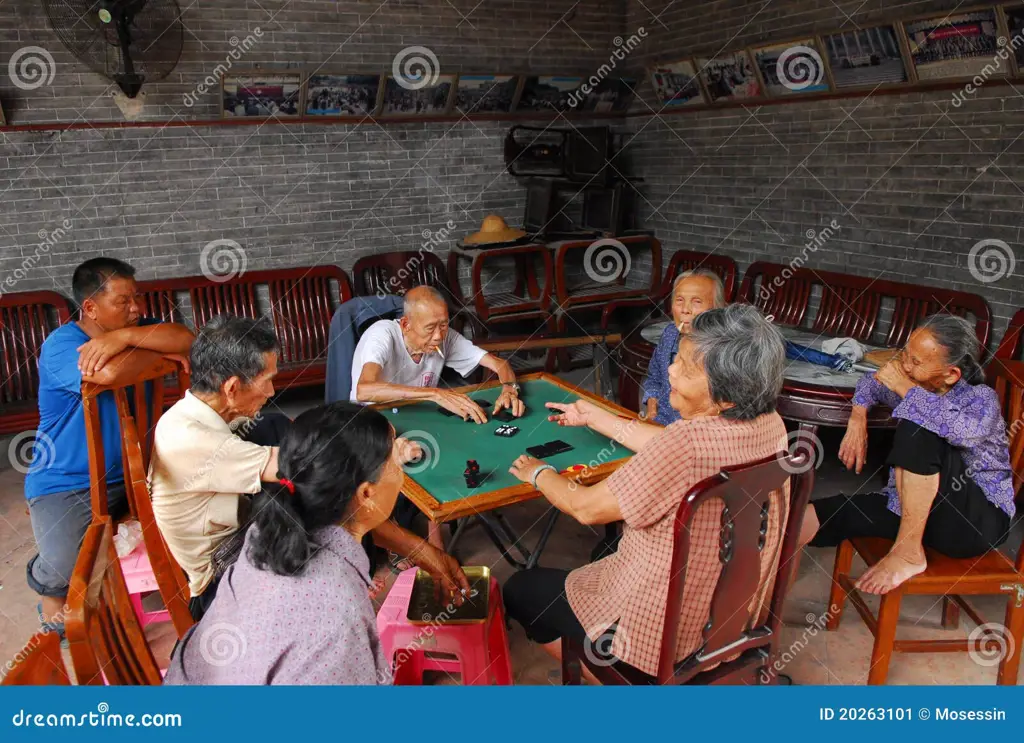 Gambar sekelompok orang bermain mahjong