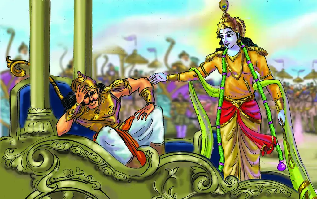 Krishna memberikan nasihat kepada Arjuna