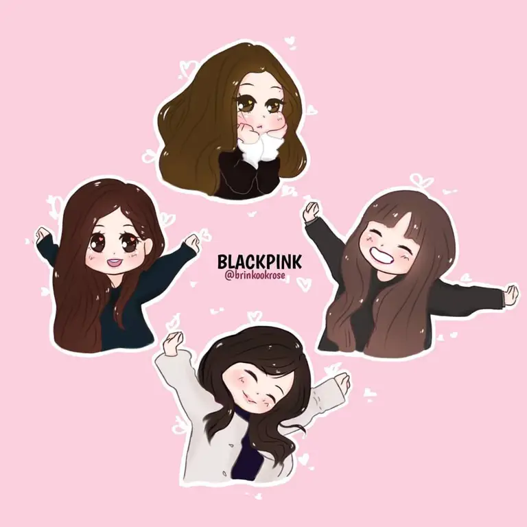 Gambar Blackpink dengan gaya chibi anime