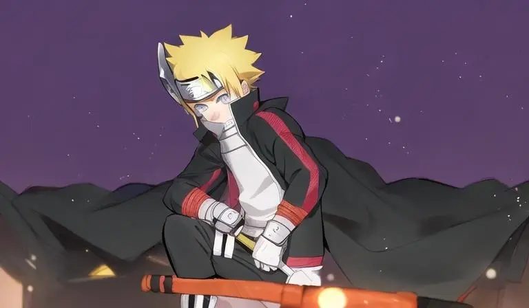 Gambar fanart Boruto dengan pose aksi yang keren