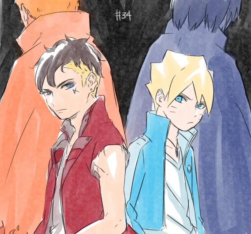 Boruto dan Kawaki sedang berlatih bersama