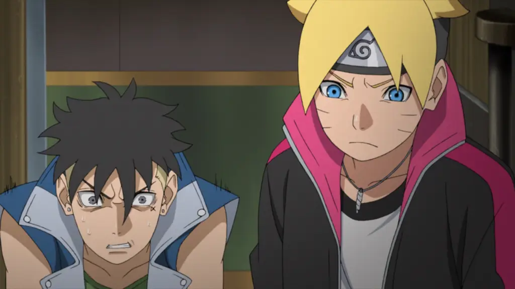 Gambar Boruto dan Kawaki sedang bertarung