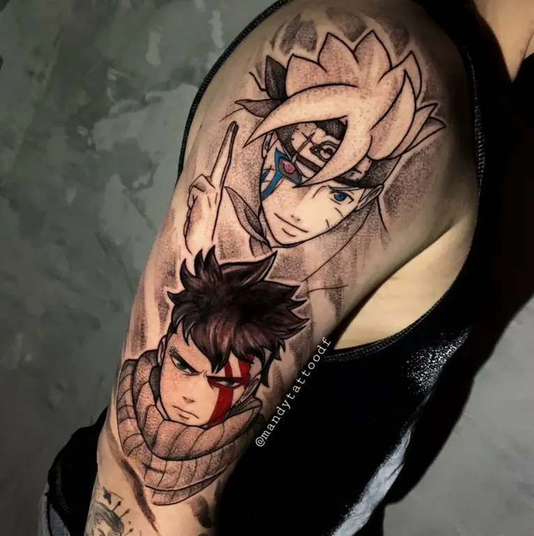 Boruto dan Kawaki Gambar Boruto dan Kawaki sedang bertarung