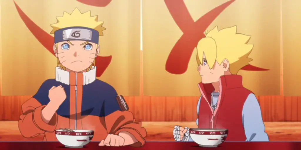 Boruto dan Naruto dalam momen kebersamaan Gambar Boruto dan Naruto bersama