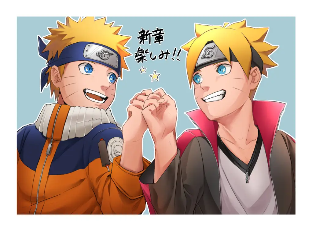 Boruto dan Naruto bersama dalam sebuah adegan