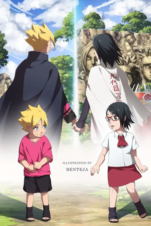 Gambar Boruto dan Sarada bersama