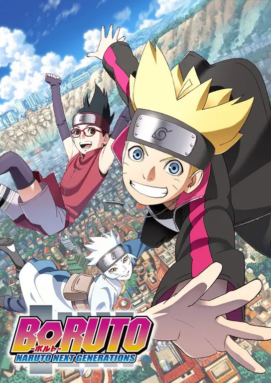 Boruto dan teman-temannya beraksi Gambar adegan anime Boruto