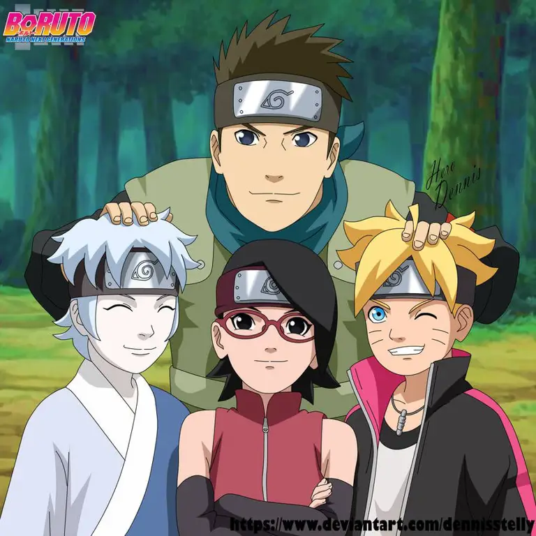 Gambar Boruto bersama Tim 7