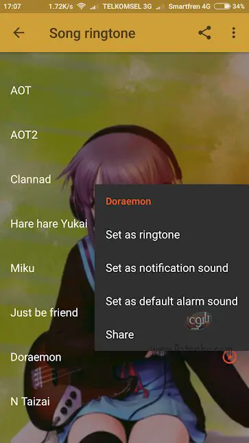 Kustomisasi ringtone anime