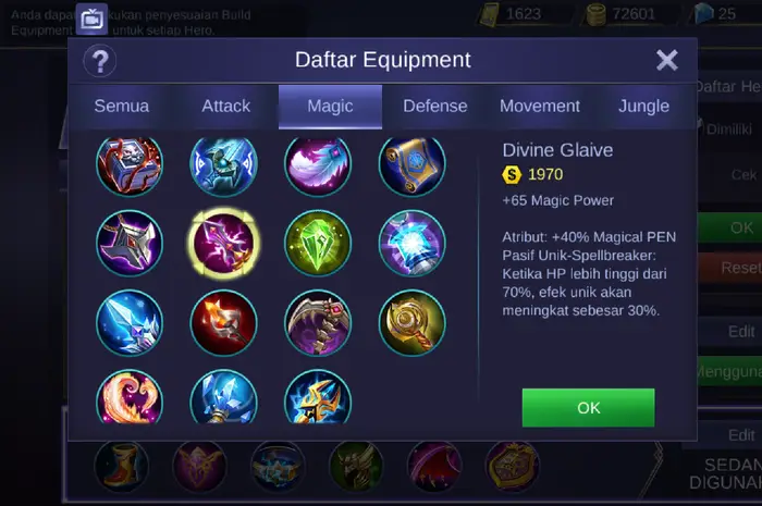 Contoh build item Mobile Legends