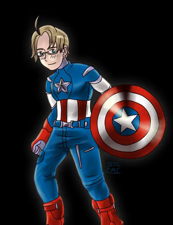 Captain America dalam pose aksi bergaya anime