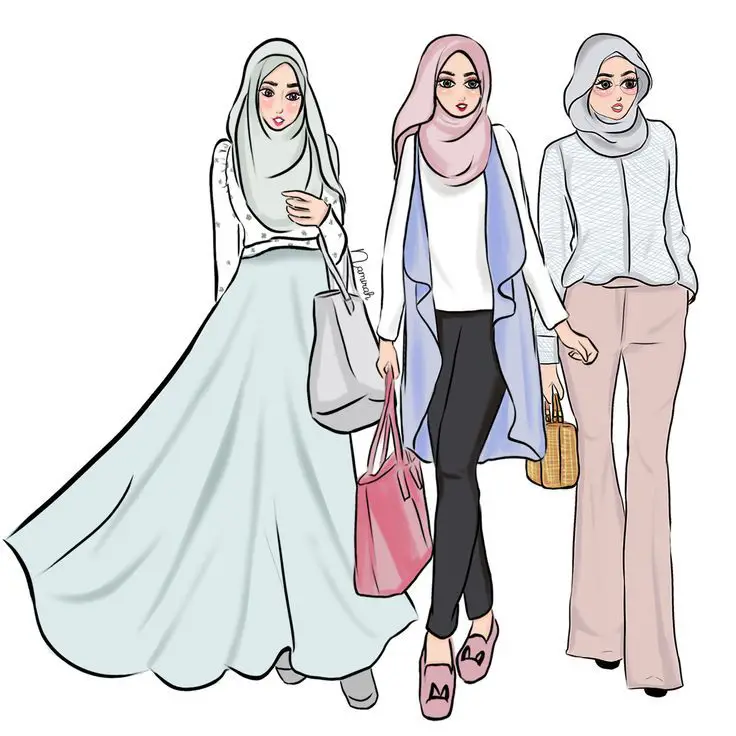 Gambar tutorial menggambar anime hijab