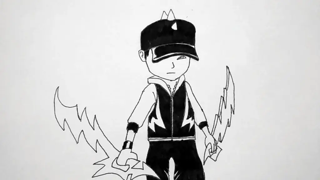 Tutorial menggambar Boboiboy Halilintar bergaya anime