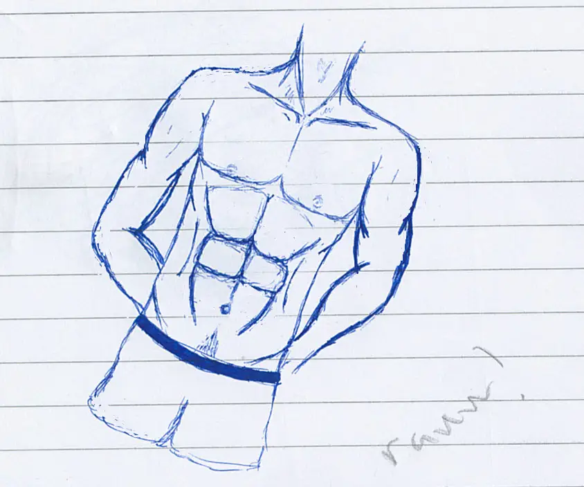 Tutorial menggambar perut sixpack anime