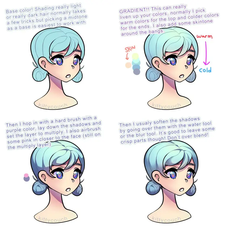 Tutorial menggambar rambut anime perempuan