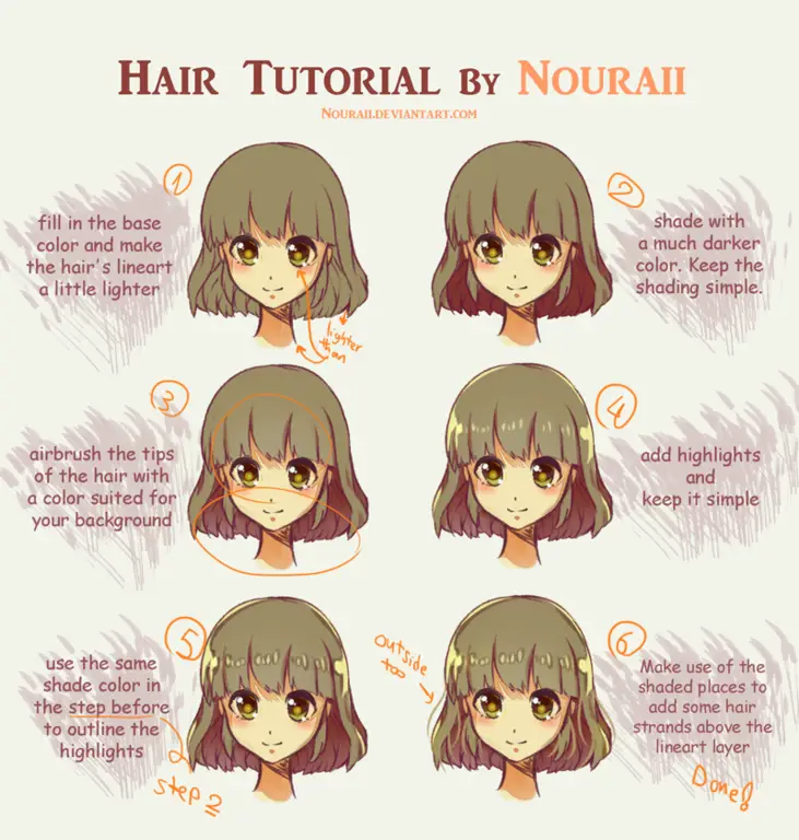 Tutorial menggambar rambut panjang anime