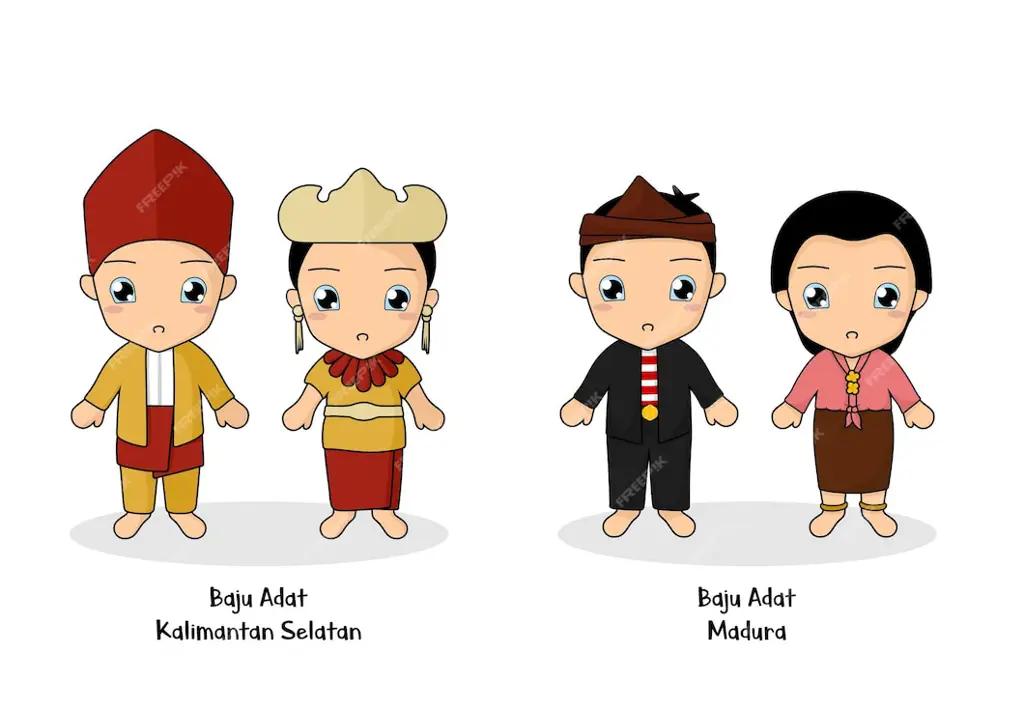 Gambar chibi dengan pakaian tradisional Indonesia