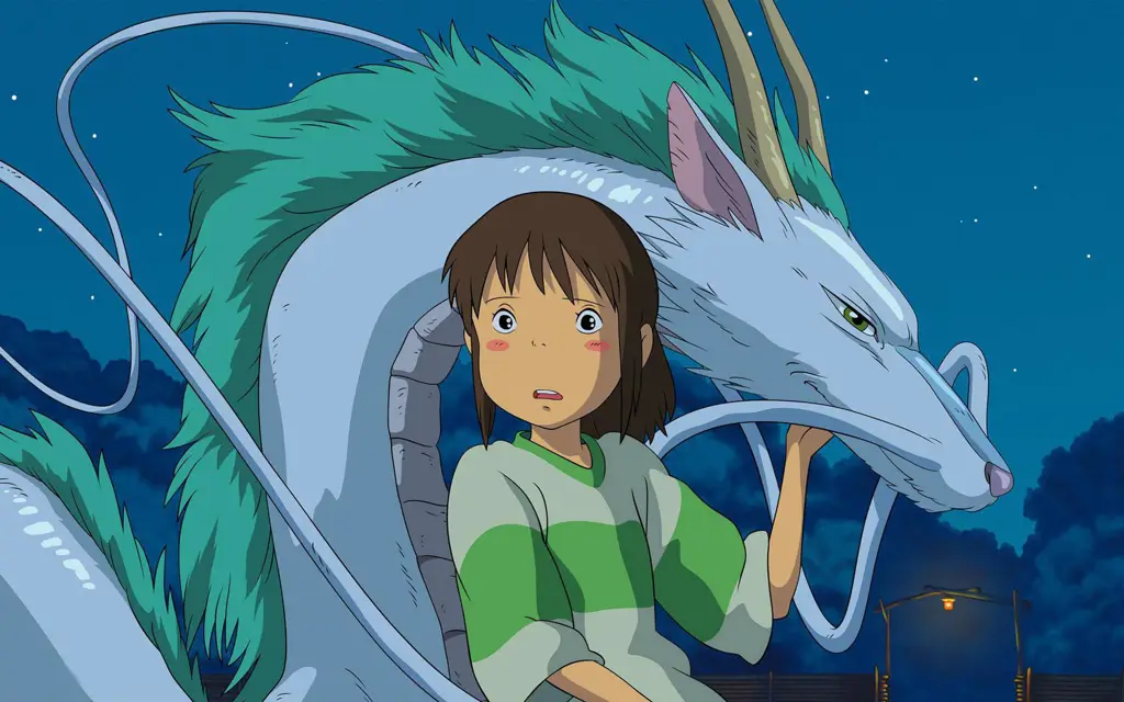 Chihiro, tokoh utama Spirited Away, di dunia roh