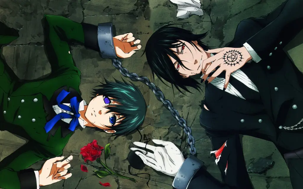 Ciel Phantomhive dan Sebastian Michaelis dalam anime Black Butler