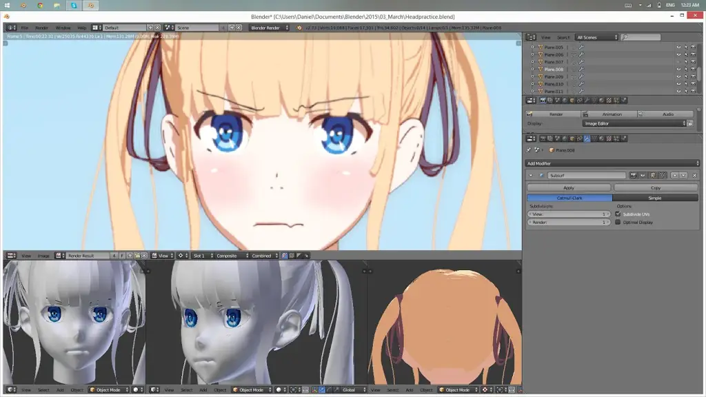 Gambar render 3D anime berkualitas tinggi