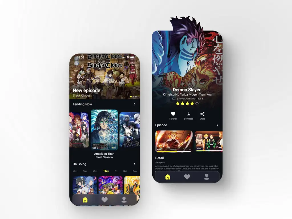 Contoh antarmuka aplikasi streaming anime Antarmuka aplikasi streaming anime